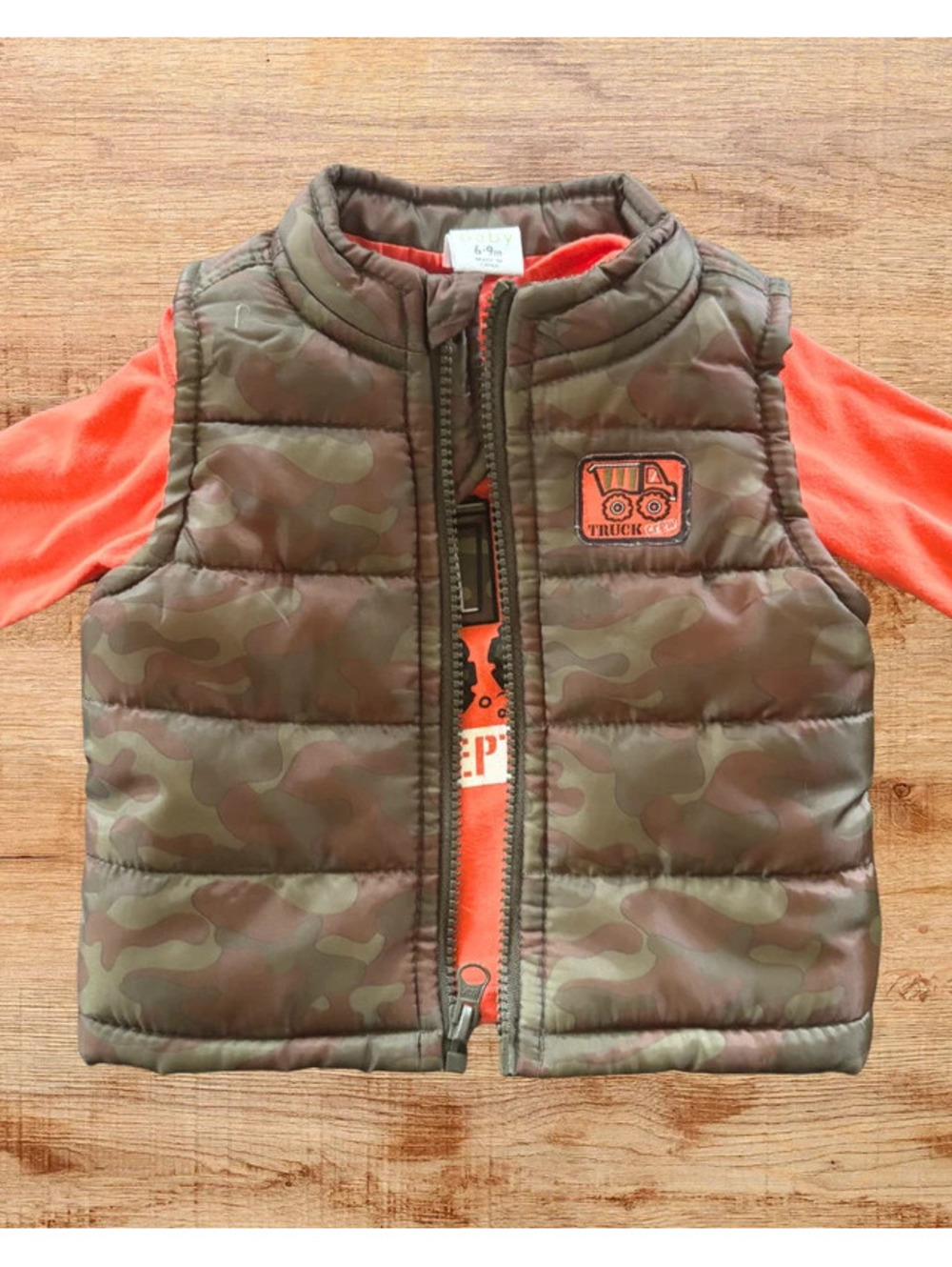 Healthtex 6-9M Camo Puffer Vest & Long Sleeve Shirt Outfit 2 Piece